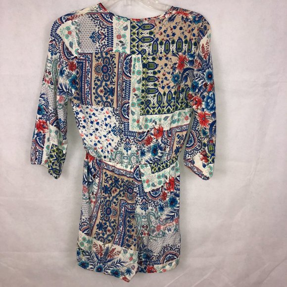 Love Tree Mixed Patterned Romper Size Small - Picture 2 of 4